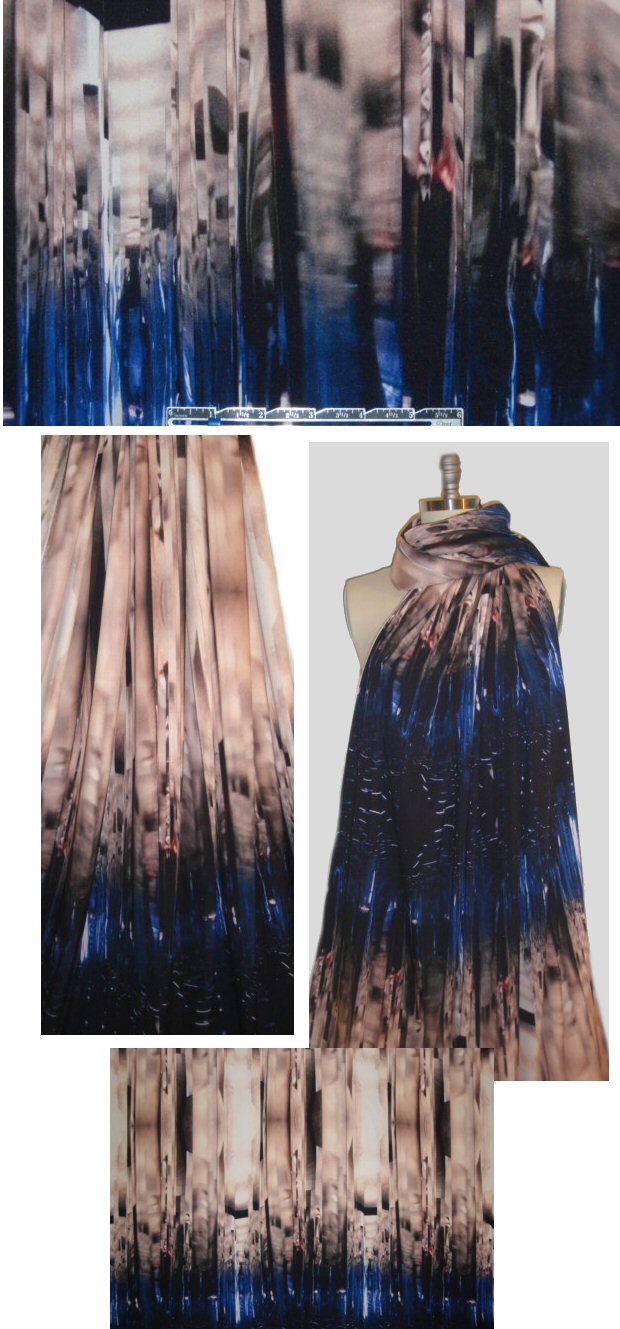 Italian 'indigo metropolis' panel stretch silk charmeuse 1 panel