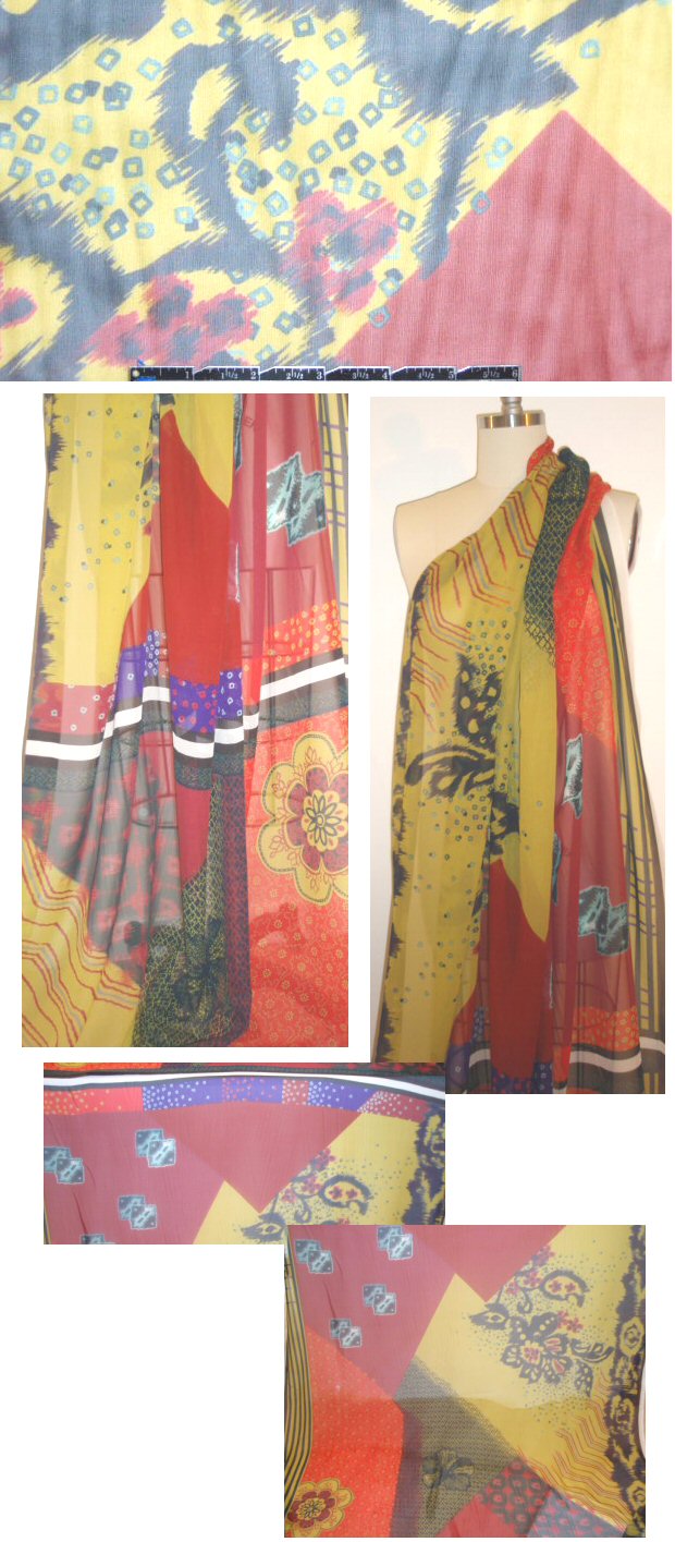 0scar graphic design large panel silk chiffon 1.5 yd