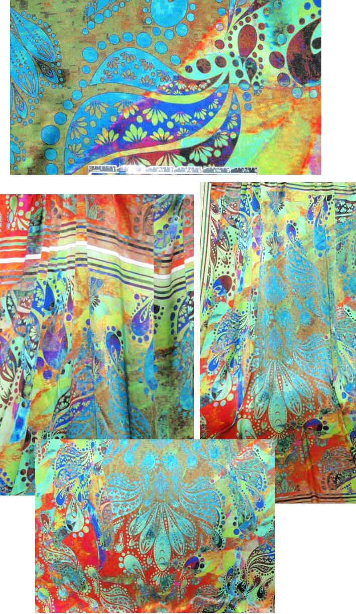 Italian batiky paisley abstract silk charmeuse