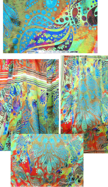 Italian batiky paisley abstract silk charmeuse