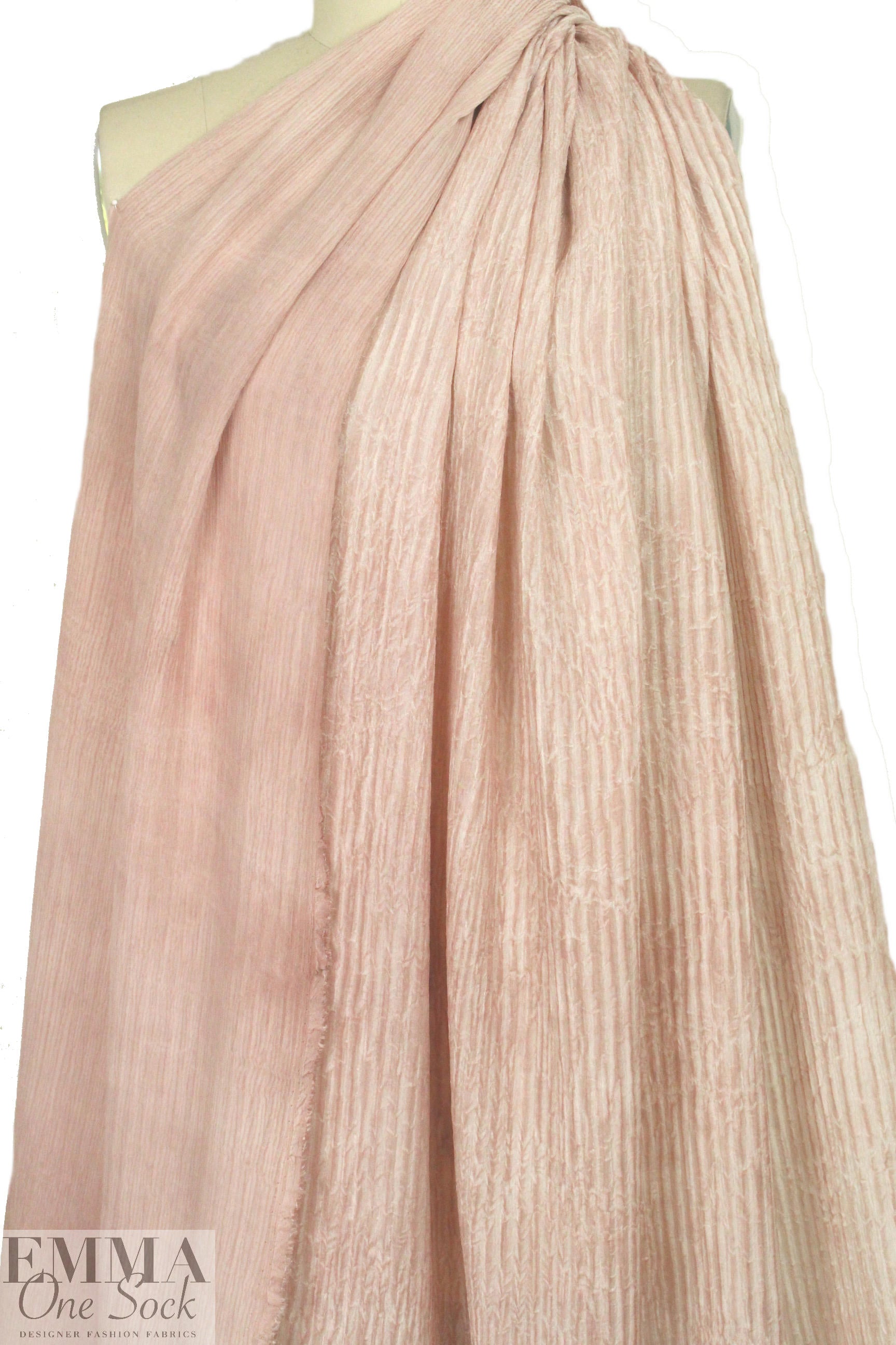Italian 2-ply silk plisse' doublecloth - pink blush 1.25 yds