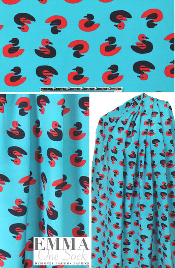 NY designer 'just ducky' graphic silk CDC 1.375 yds