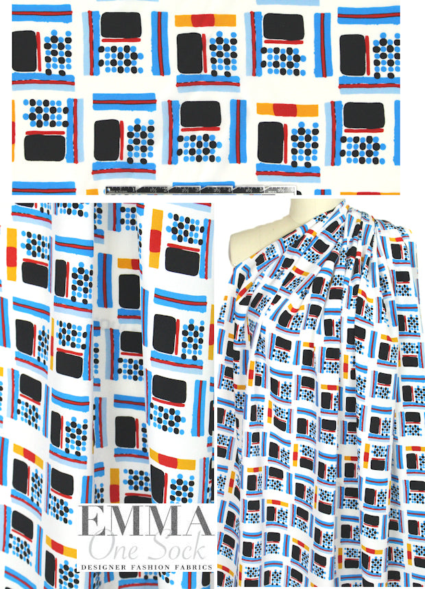 NY designer domino graphic silk CDC 1.125 yds
