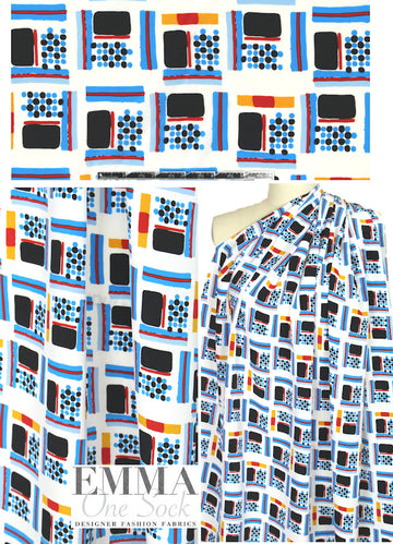 NY designer domino graphic silk CDC 1.125 yds
