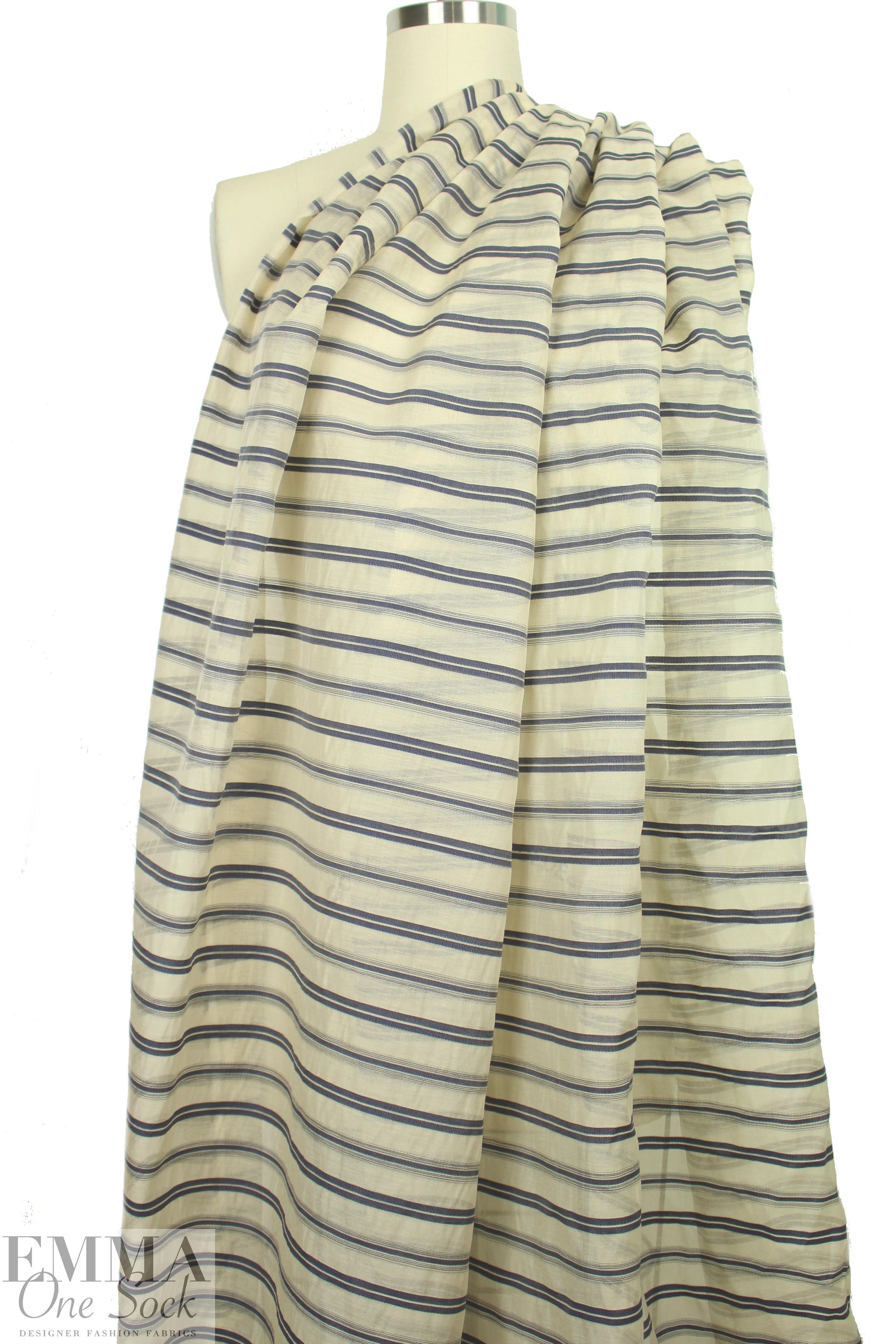 Italian silk/viscose yarn-dye striped organza 2.25 yd