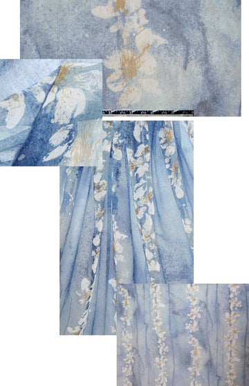 Sun0 pressed flowers print crinkle silk/rayon chiffon