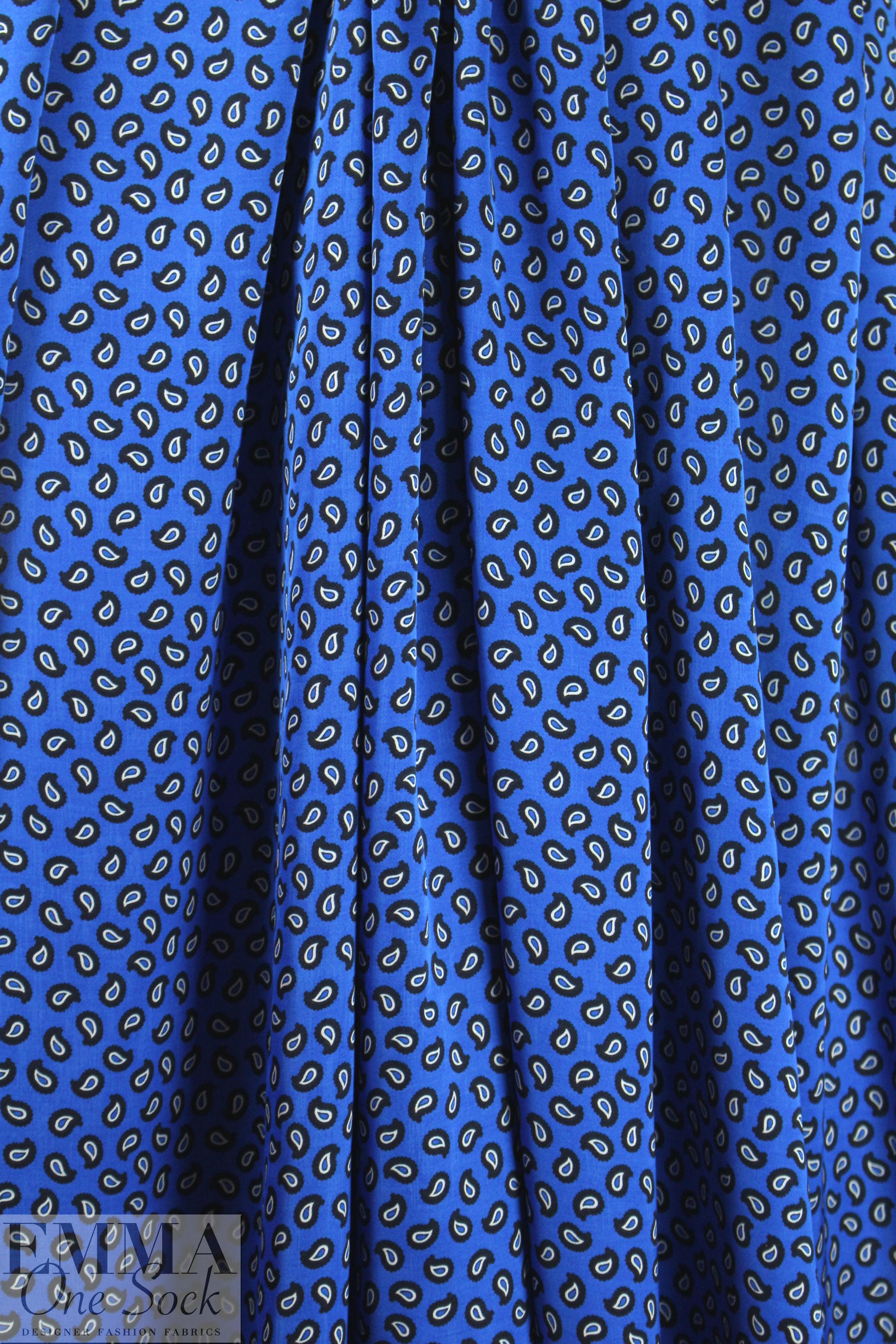 Italian cobalt paisley satin finish viscose woven 2.2 yds