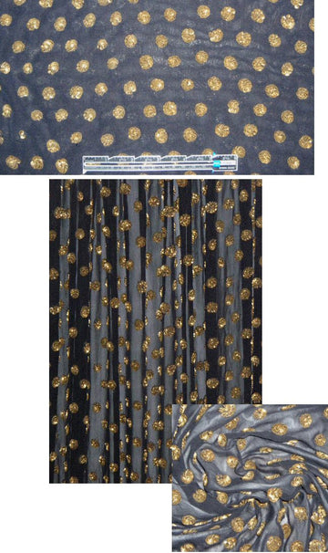 famous designer brass rosette sequinned silk sheer 1.5 yd
