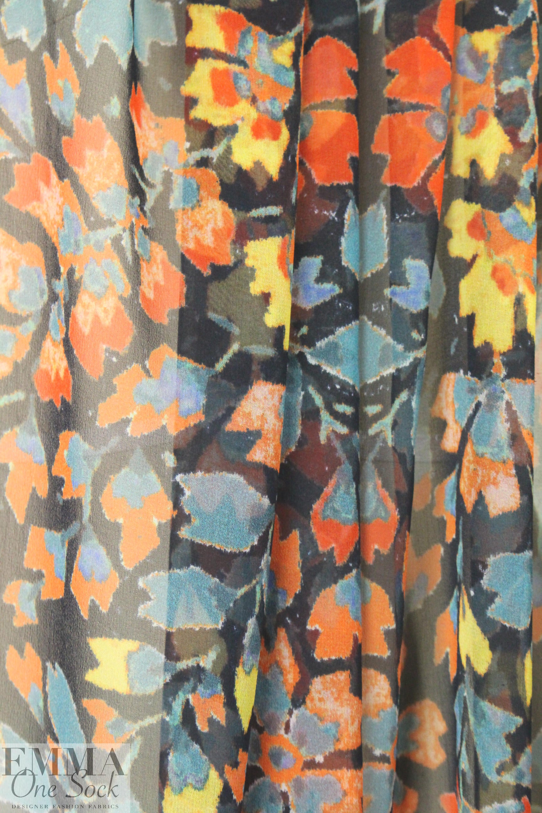 Italian rorschach folk flower silk chiffon