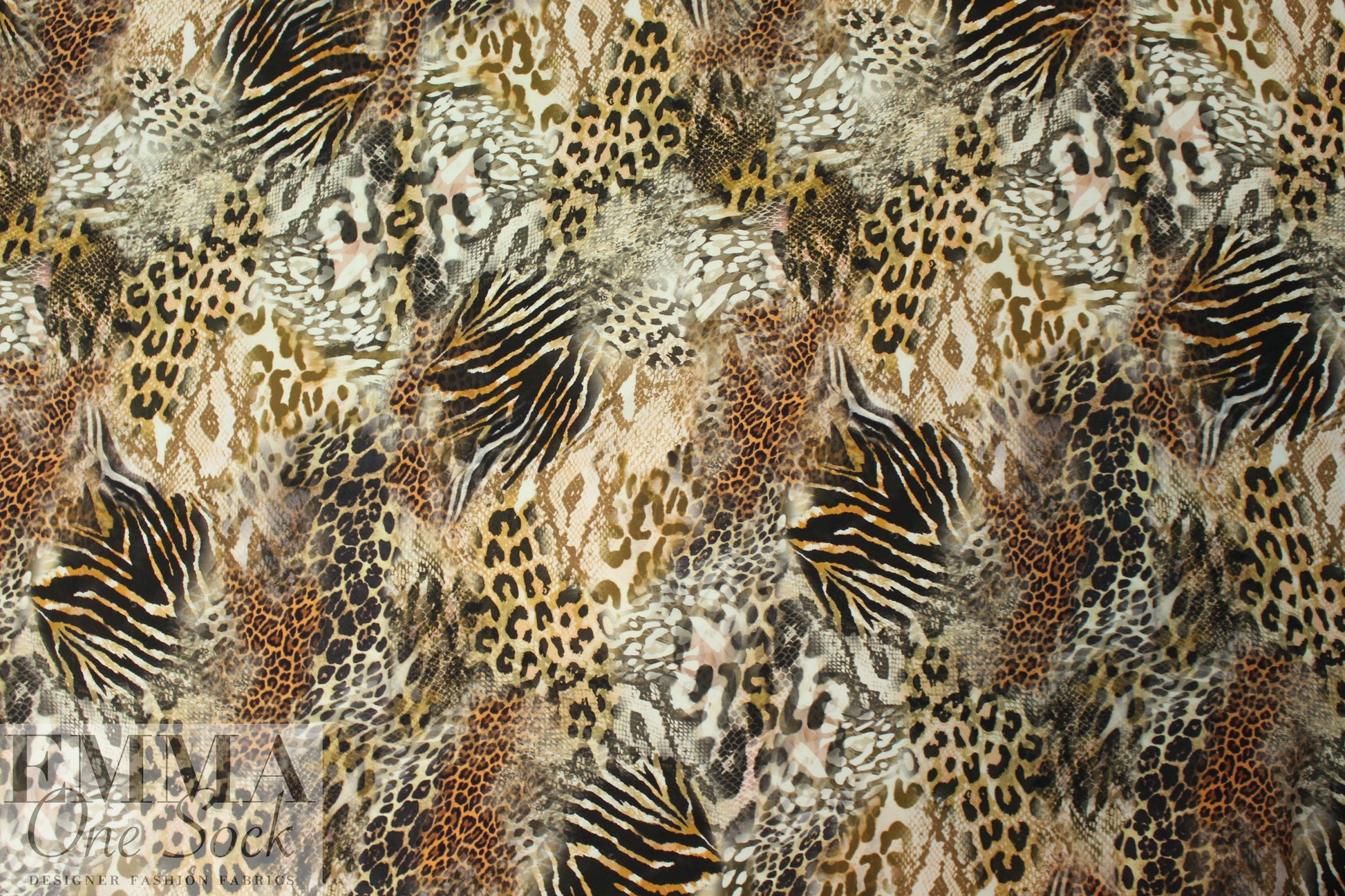 NY designer animal print montage silk georgette 1 yard