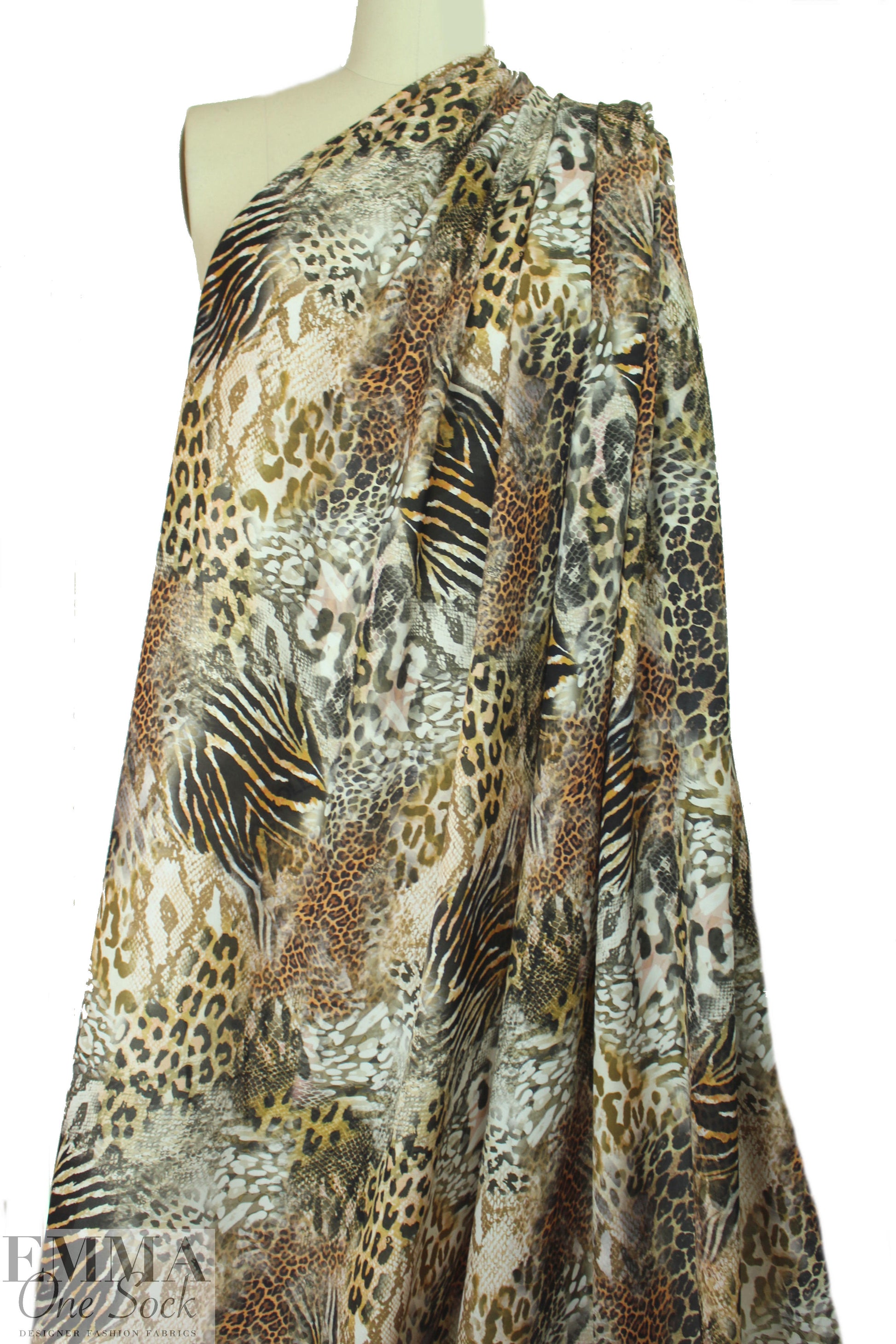 NY designer animal print montage silk georgette