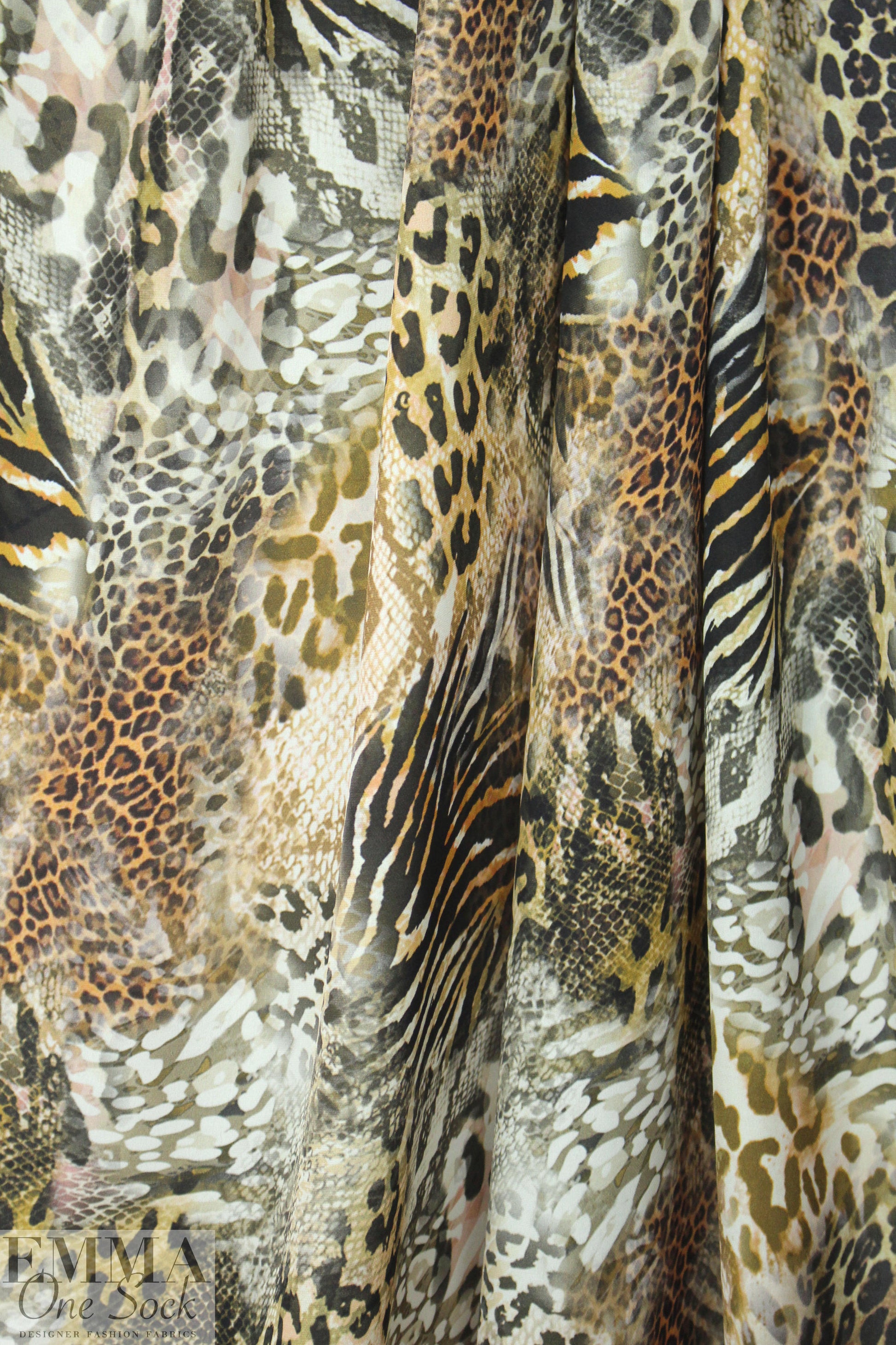 NY designer animal print montage silk georgette 1 yard