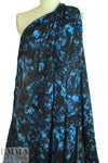 NY designer turquoise-blue abstract silk georgette