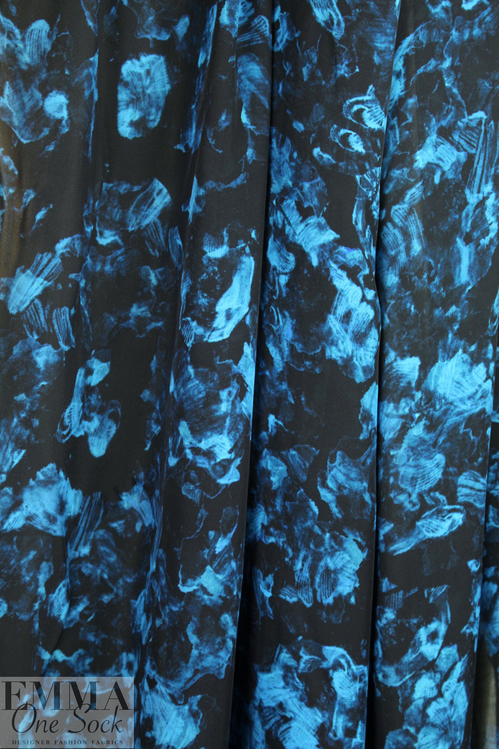 NY designer turquoise-blue abstract silk georgette