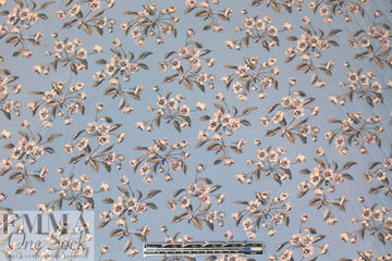 NY designer dusty blue/blush floral silk CDC