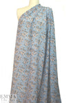 NY designer dusty blue/blush floral silk CDC 1.125 yds
