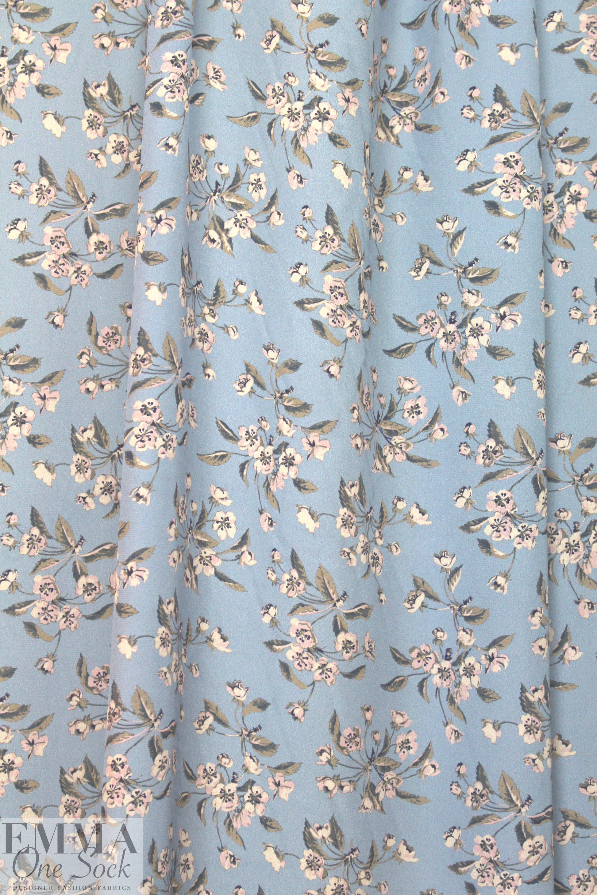 NY designer dusty blue/blush floral silk CDC