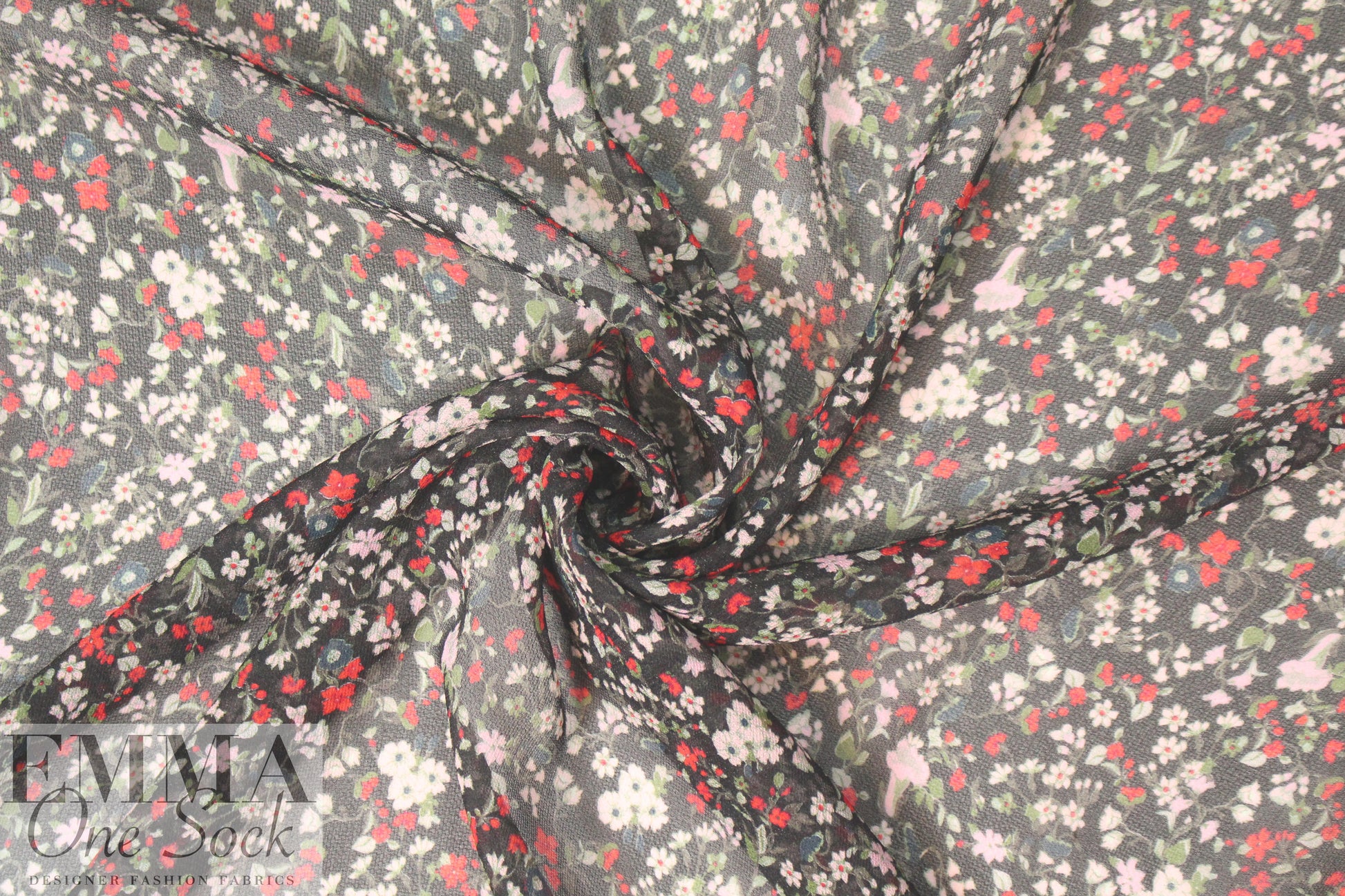 NY designer textured silk sheer - little floral