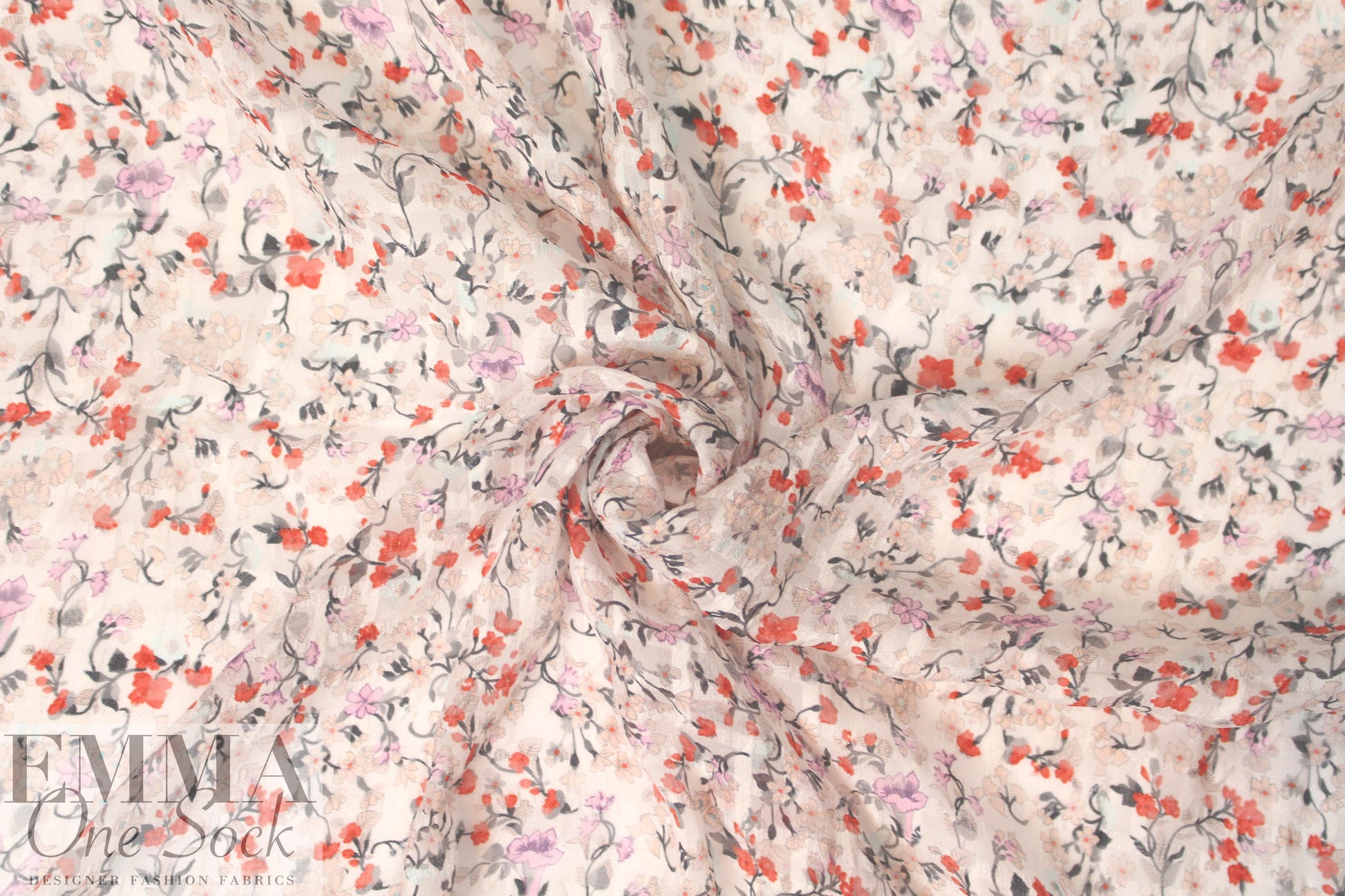 NY designer silk jacquard weave floral sheer