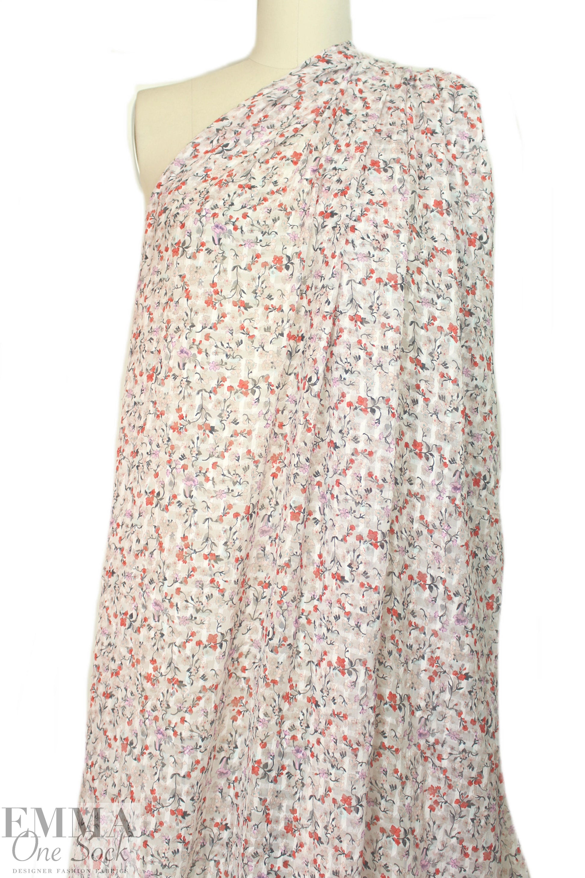 NY designer silk jacquard weave floral sheer