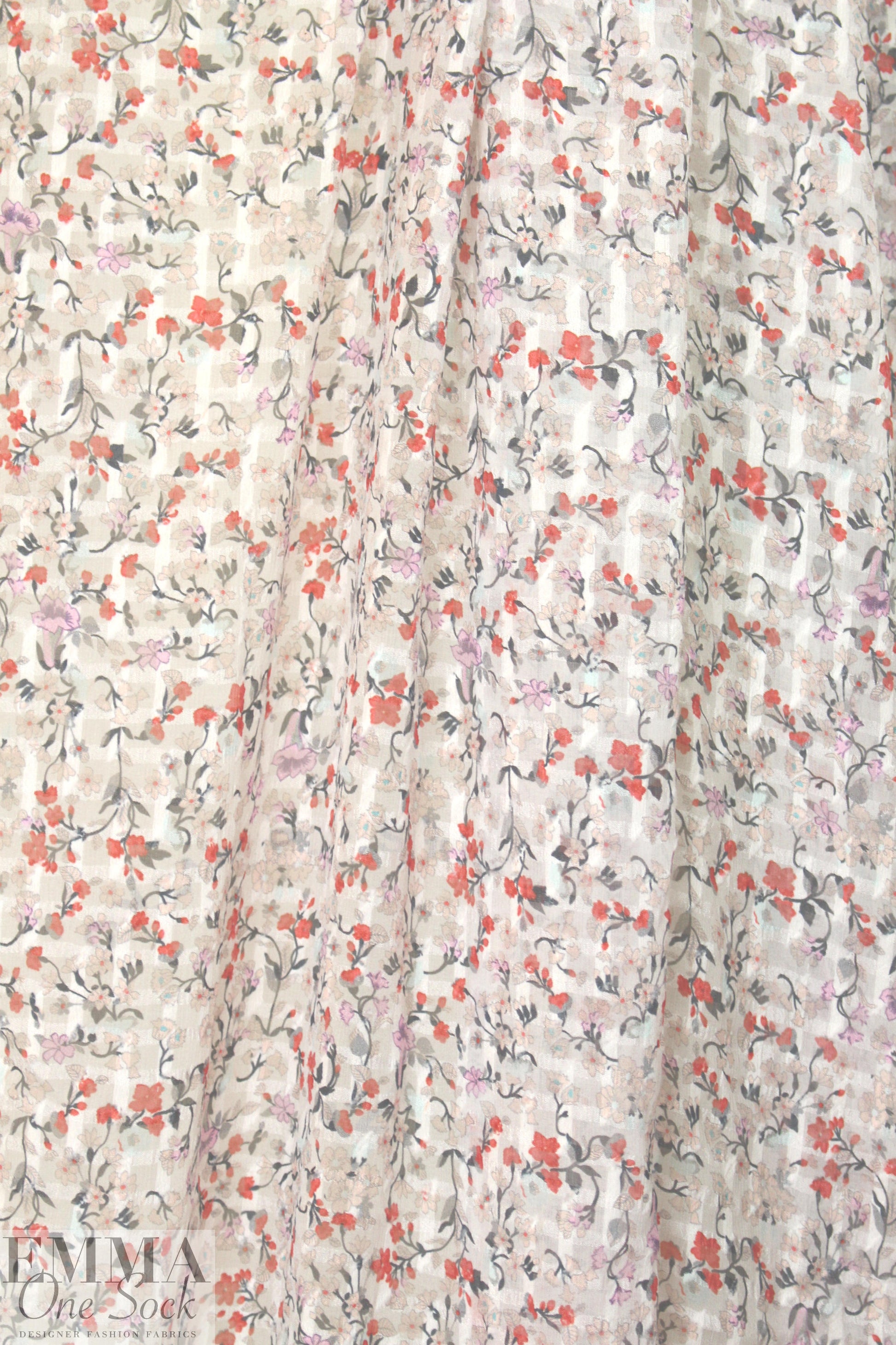 NY designer silk jacquard weave floral sheer