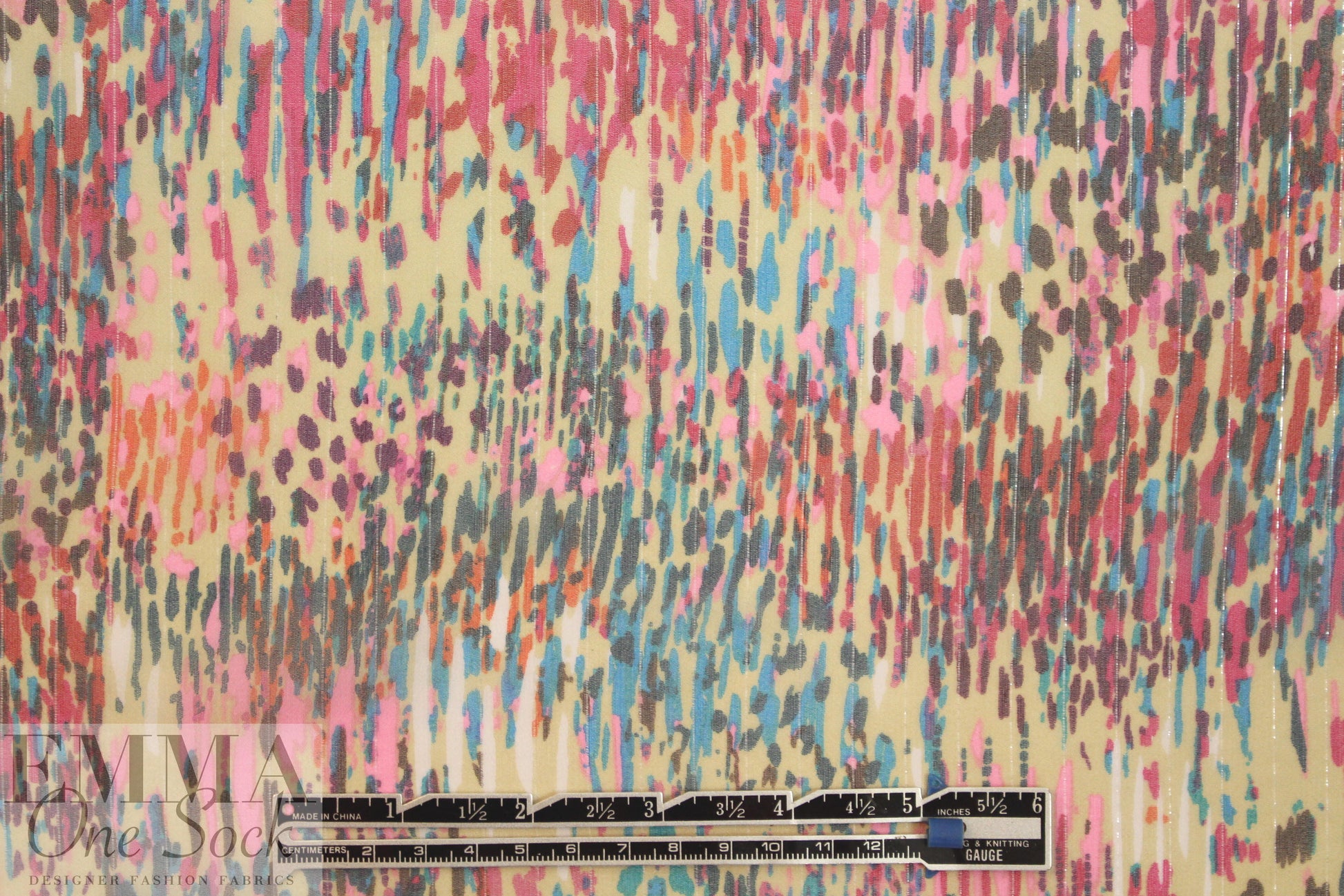 famous designer abstract rain metallic silk sheer