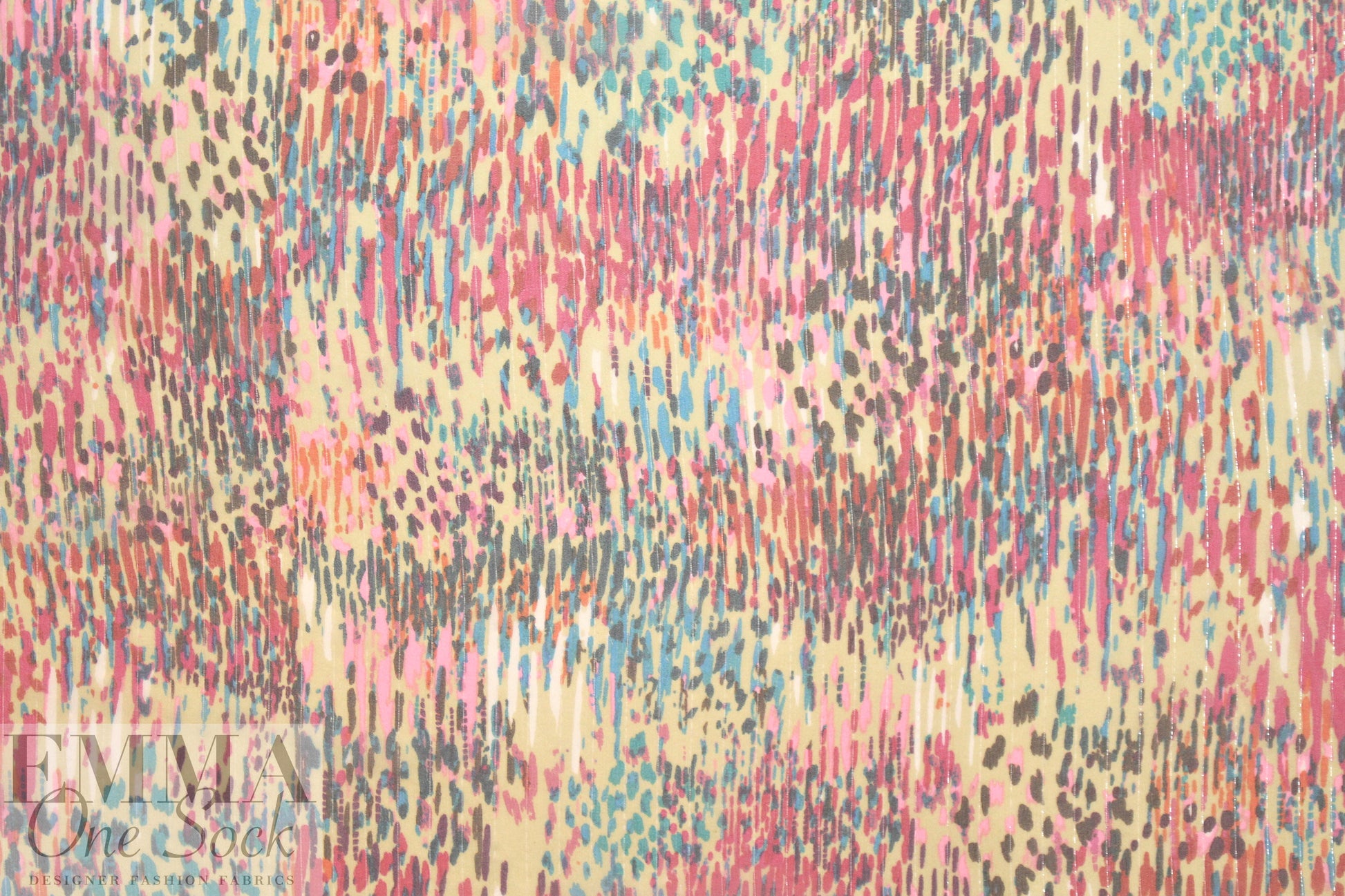 famous designer abstract rain metallic silk sheer 1.625 yds