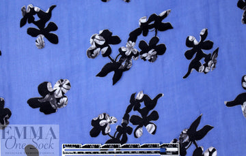 Rebecca Tay1or cobalt silk chiffon w/ black/silver 1.5 yds