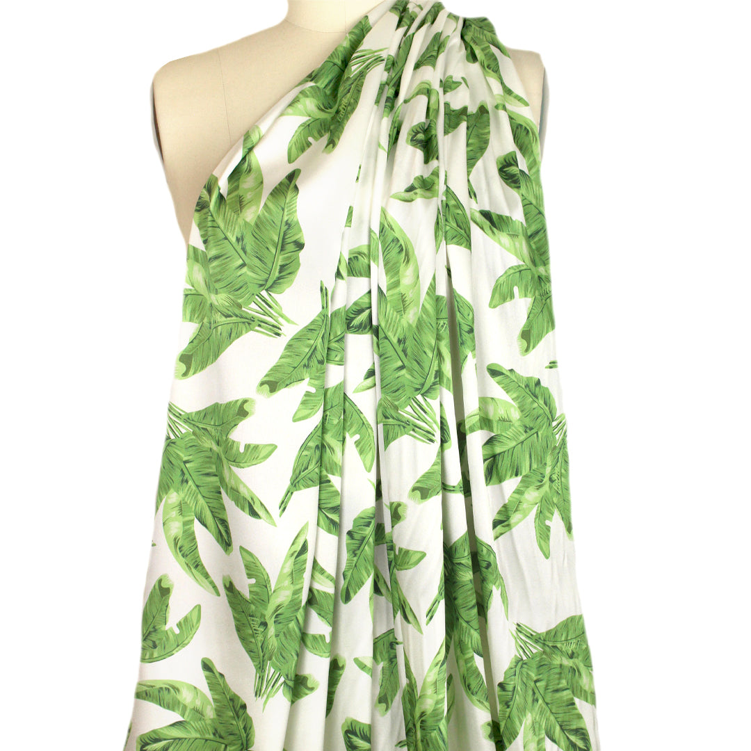 CA designer leafy greens silk stretch charmeuse 1.2 yds