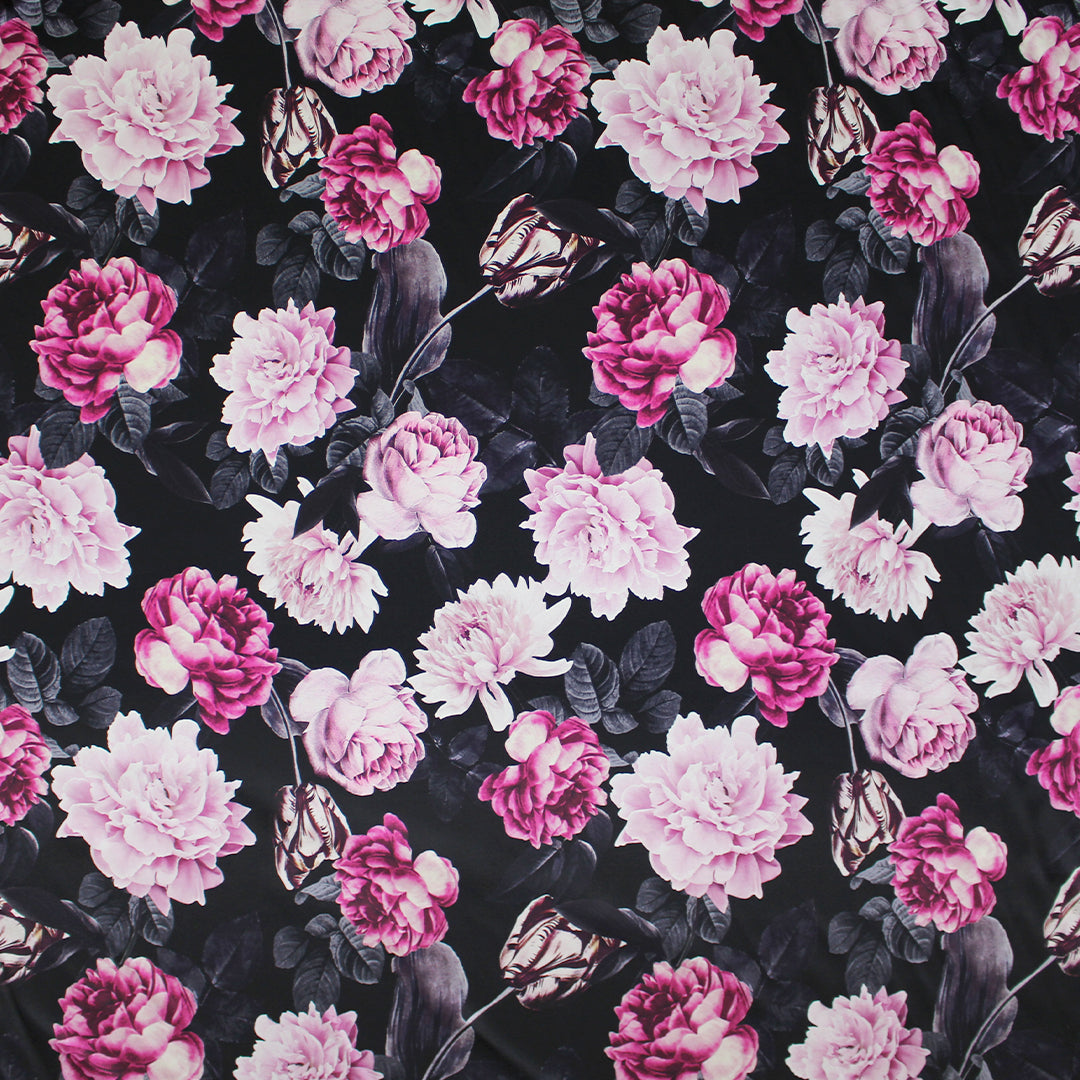 CA designer 'floral spotlight' silk stretch charmeuse 1 yard
