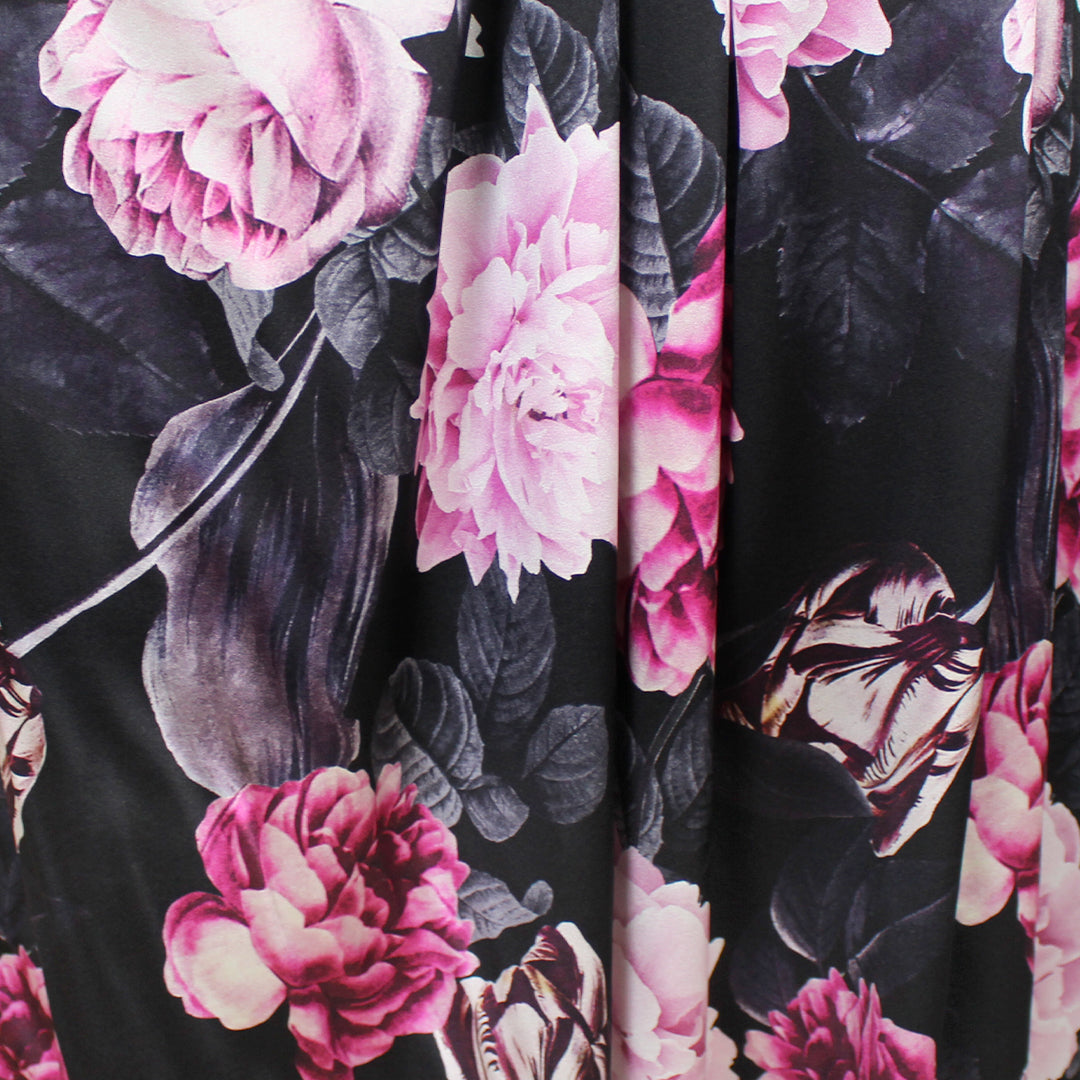 CA designer 'floral spotlight' silk stretch charmeuse 1 yard