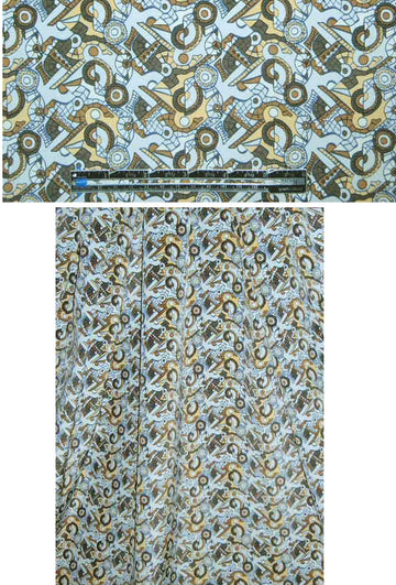 NY designer stretch silk - cogs and wheels 2.125 yds