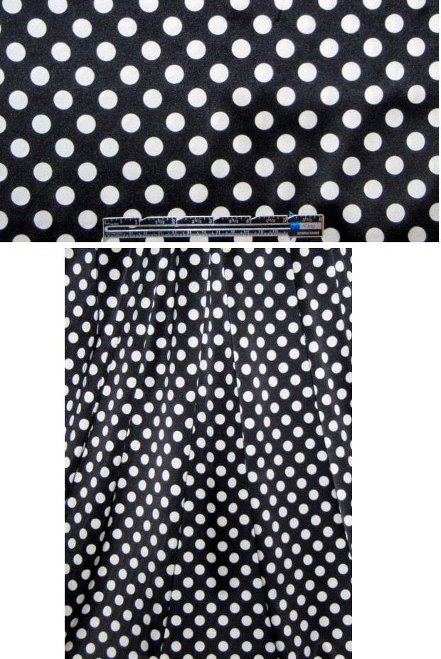 NY designer black/creamy white dot stretch silk