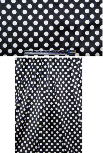 NY designer black/creamy white dot stretch silk