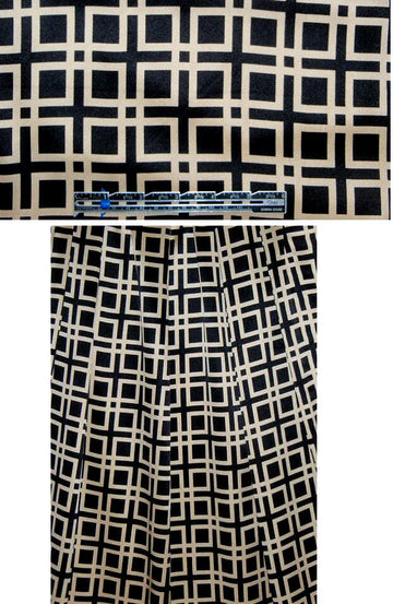 black/gold greek key stretch silk charmeuse