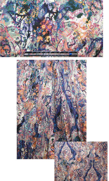 NY designer paisley decon stretch silk charmeuse
