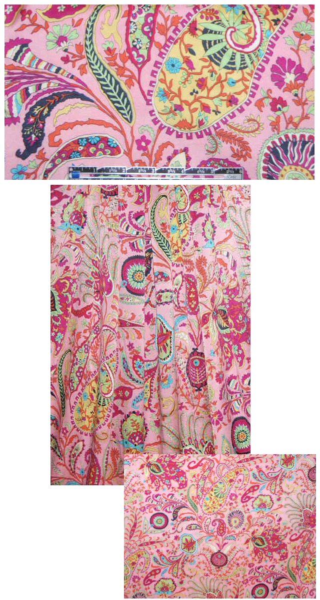 NY designer pink paisley stretch silk charmeuse