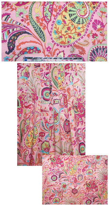 NY designer pink paisley stretch silk charmeuse