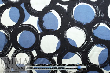 NY designer edgy circles graphic silk stretch charmeuse