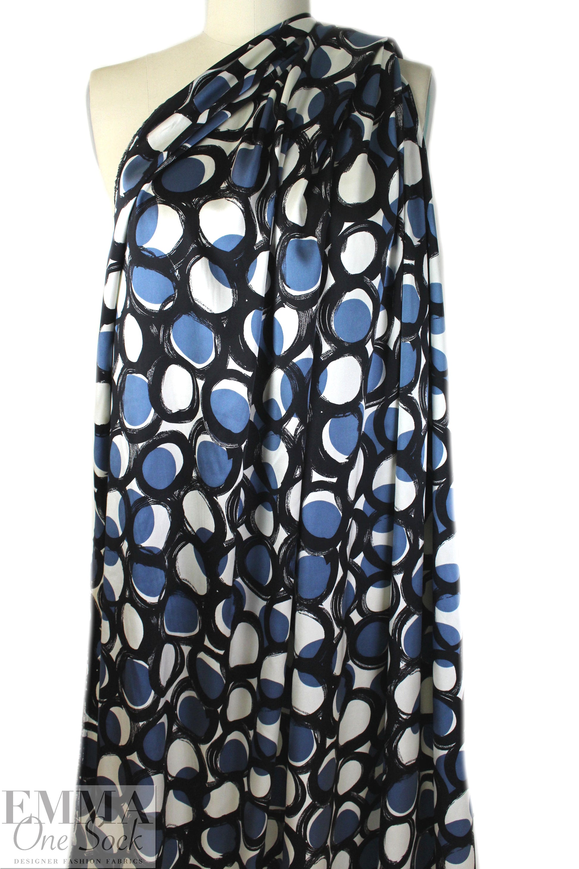 NY designer edgy circles graphic silk stretch charmeuse .75 yds