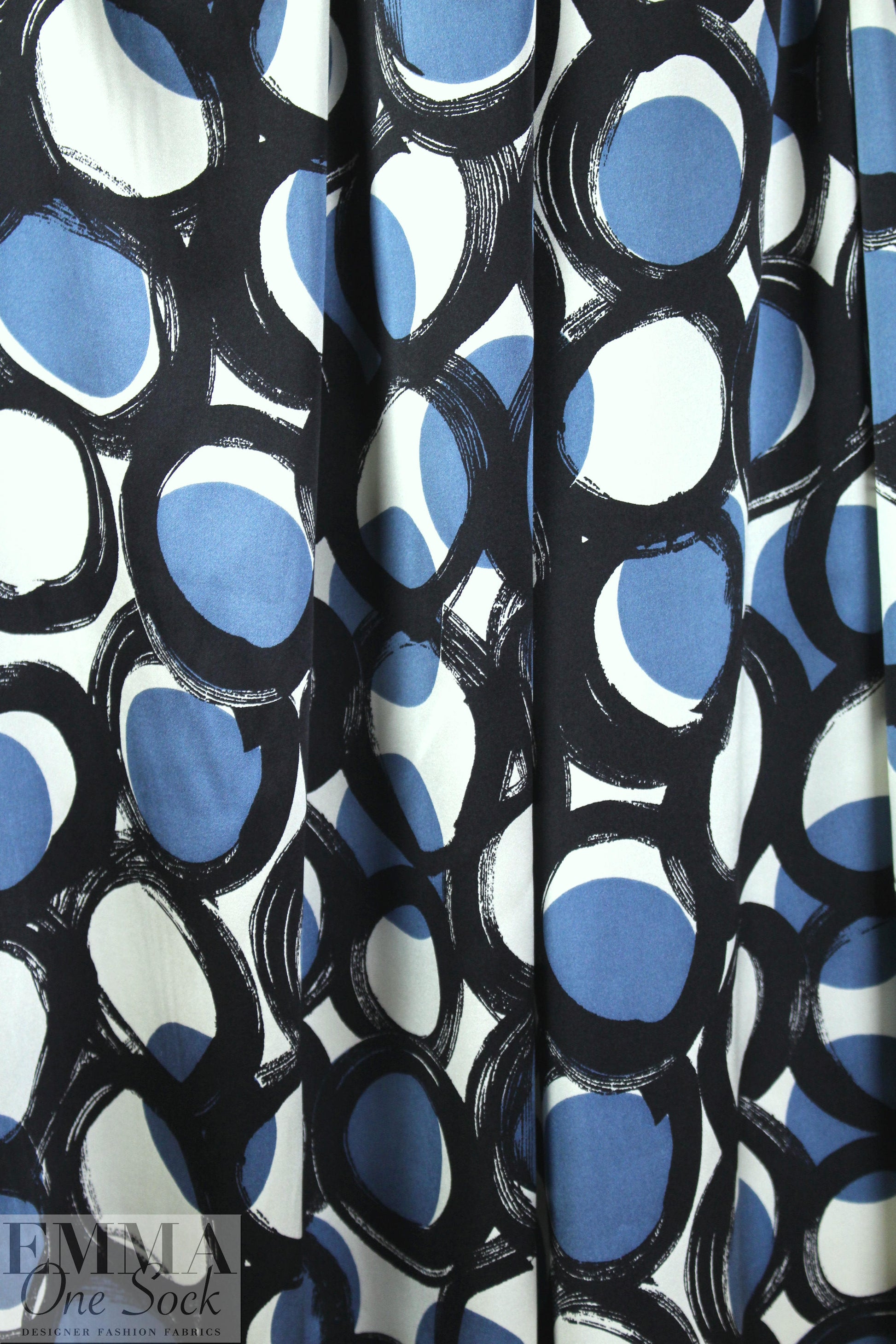 NY designer edgy circles graphic silk stretch charmeuse .75 yds
