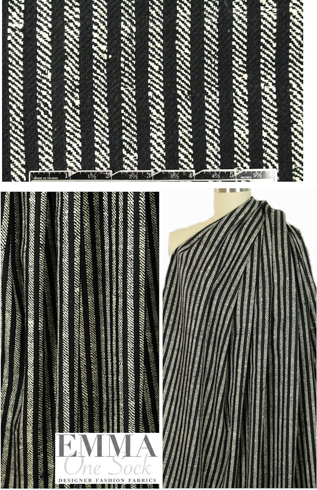 Tahari black/winter white silk stripe suiting