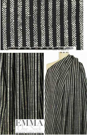 Tahari black/winter white silk stripe suiting