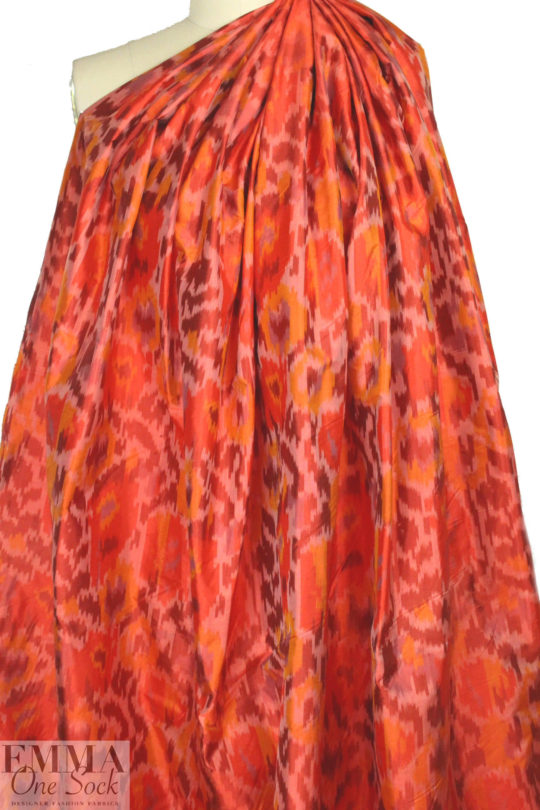 Carmen Marc Va1vo ikat silk taffeta - spice