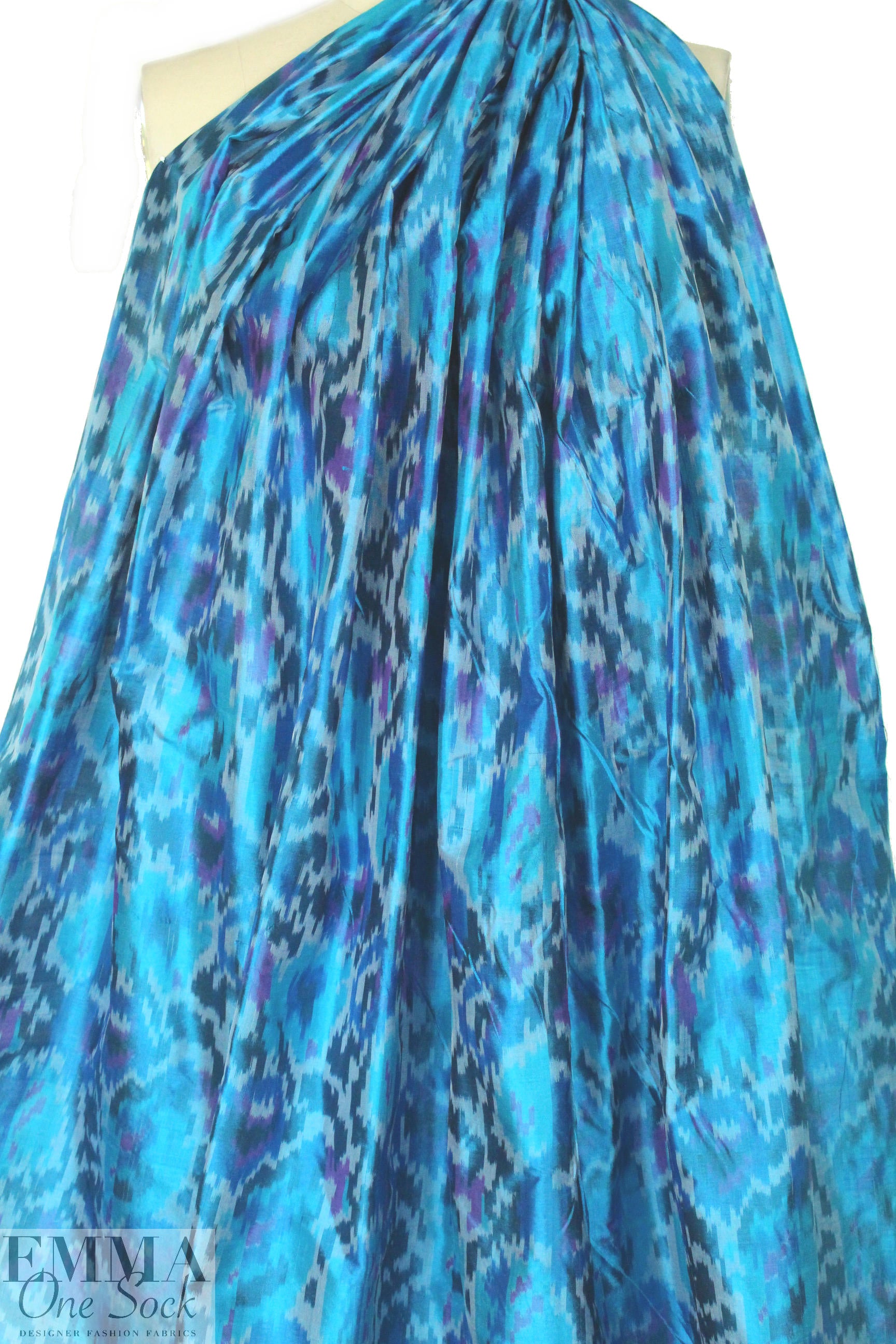 Carmen Marc Va1vo ikat silk taffeta - turquoise