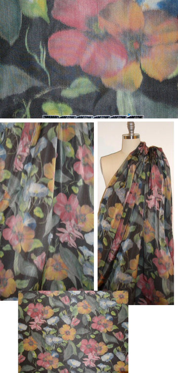 0scar whispery jewel toned floral silk taffeta 2 yds