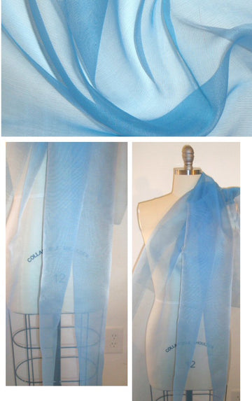 all silk sheer tulle netting - french blue 2 yd