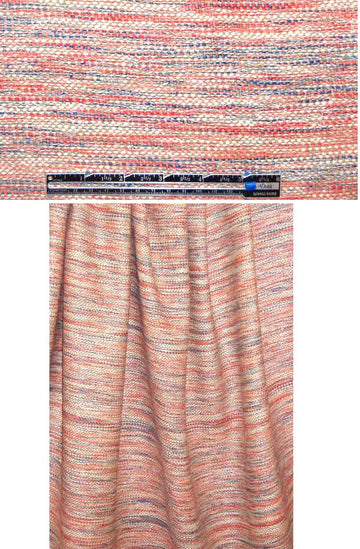 100% silk suiting - coral red/cobalt/khaki tweed