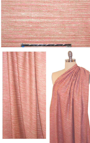 100% silk suiting - coral pink/driftwood tweed 1 yard