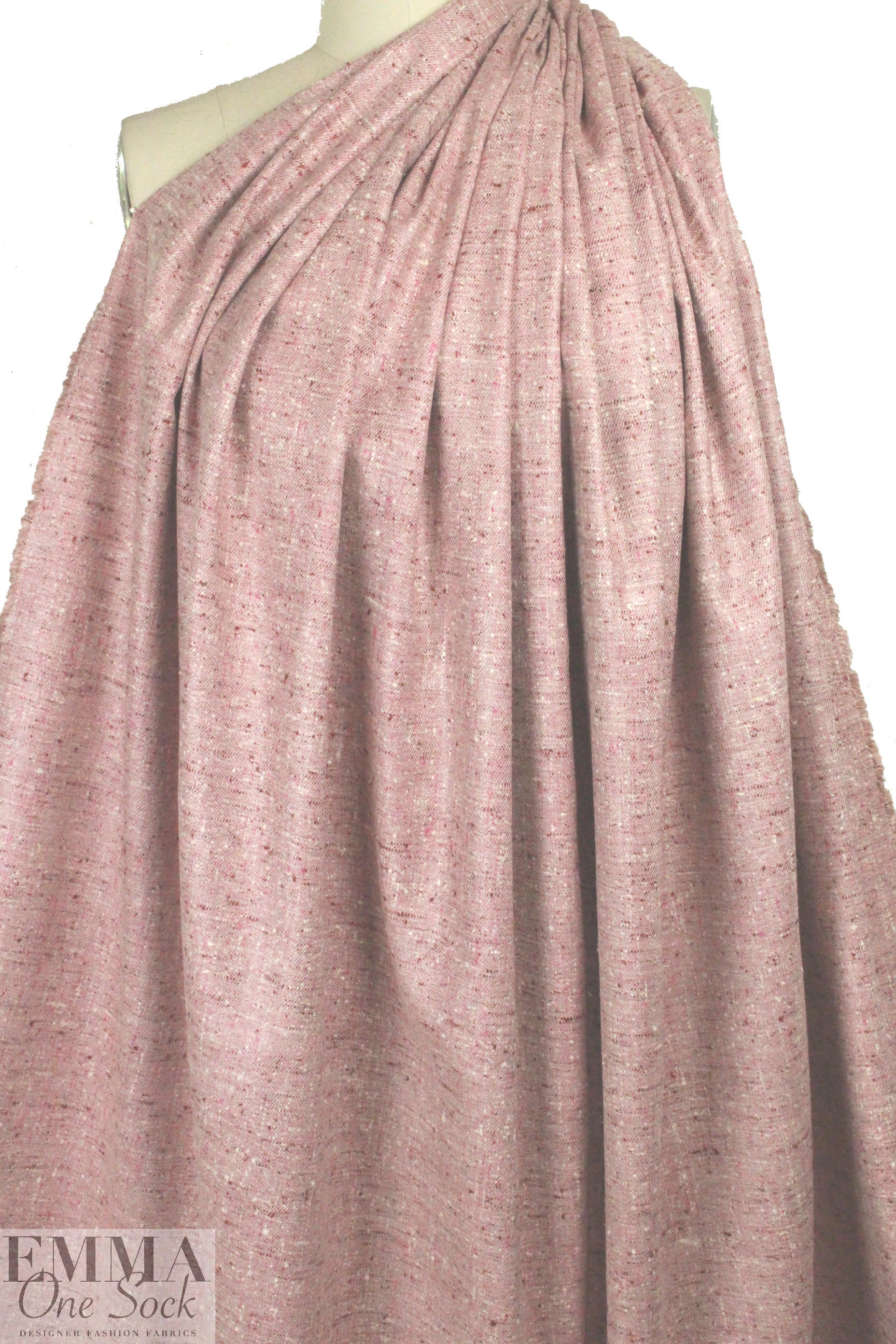 Italian mauvey pink refined silk tweed suiting